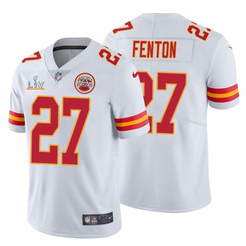 Men's Kansas City Chiefs #27 Rashad Fenton White 2021 Super Bowl LV Stitched NFL Jersey